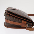 CELINE Macadam Canvas Shoulder Bag PVC Brown Gold Auth bs32861-4