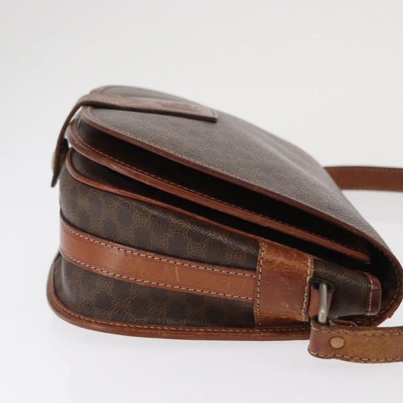 CELINE Macadam Canvas Shoulder Bag PVC Brown Gold Auth bs32861