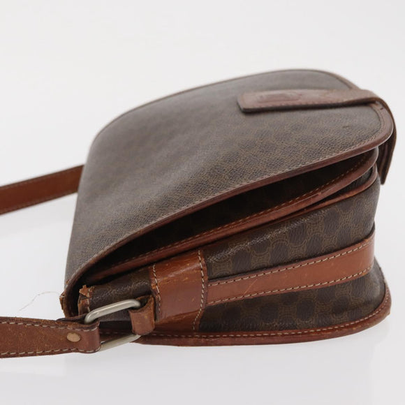 CELINE Macadam Canvas Shoulder Bag PVC Brown Gold Auth bs32861
