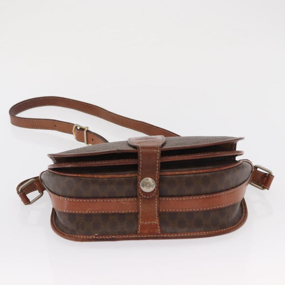 CELINE Macadam Canvas Shoulder Bag PVC Brown Gold Auth bs32861