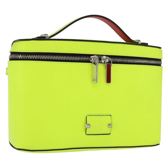 Christian Louboutin Hand Bag Leather Light Yellow Silver Auth bs32862