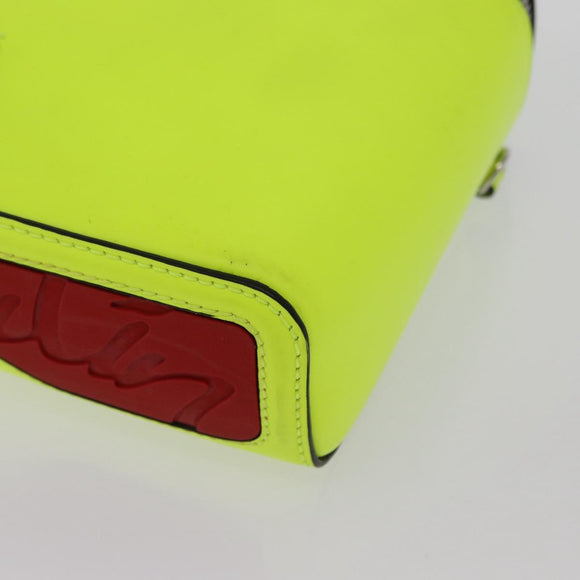 Christian Louboutin Hand Bag Leather Light Yellow Silver Auth bs32862