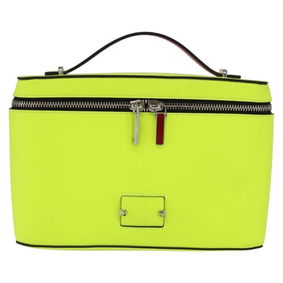 Christian Louboutin Hand Bag Leather Light Yellow Silver Auth bs32862