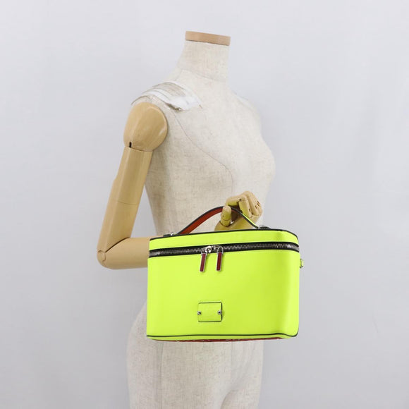 Christian Louboutin Hand Bag Leather Light Yellow Silver Auth bs32862