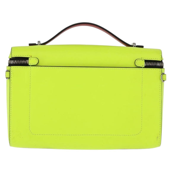 Christian Louboutin Hand Bag Leather Light Yellow Silver Auth bs32862