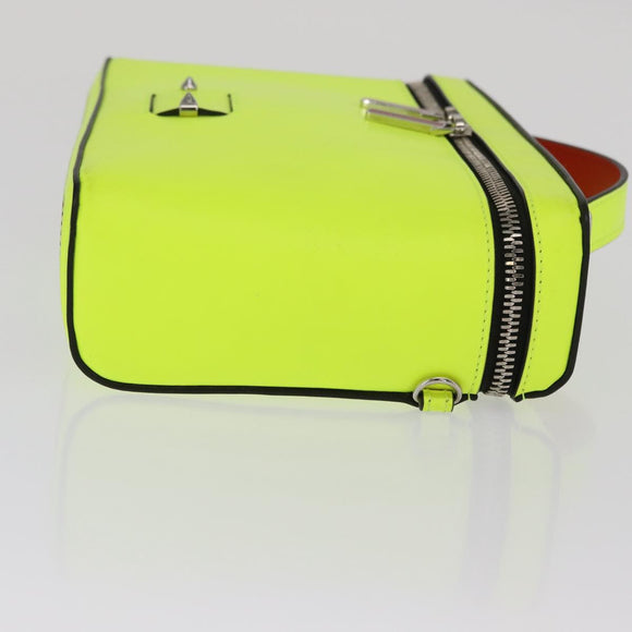 Christian Louboutin Hand Bag Leather Light Yellow Silver Auth bs32862