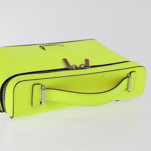 Christian Louboutin Hand Bag Leather Light Yellow Silver Auth bs32862