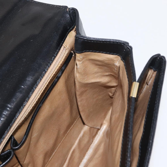 CELINE Shoulder Bag Leather Black Gold Auth bs32863