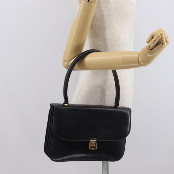 CELINE Shoulder Bag Leather Black Gold Auth bs32863
