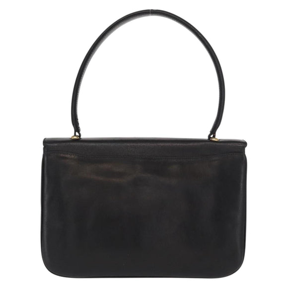 CELINE Shoulder Bag Leather Black Gold Auth bs32863