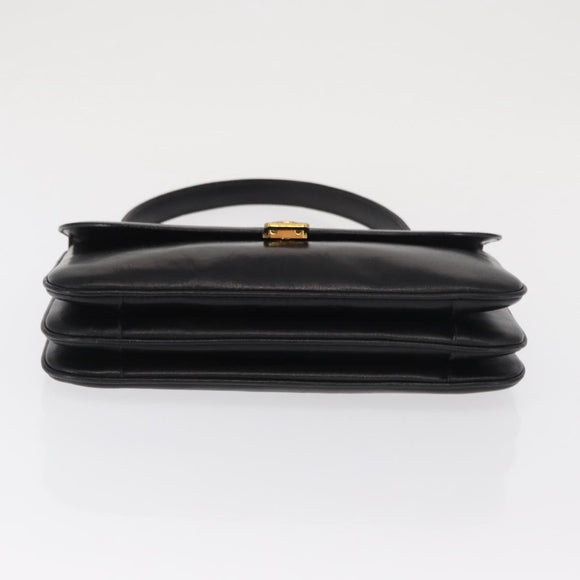 CELINE Shoulder Bag Leather Black Gold Auth bs32863