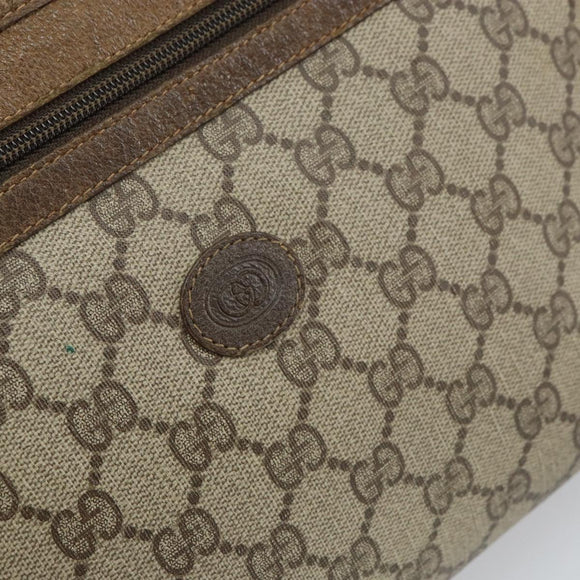 GUCCI GG Supreme Clutch Bag PVC Beige Gold 111 01 037 Auth bs32865