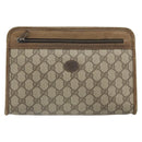 GUCCI GG Supreme Clutch Bag PVC Beige Gold 111 01 037 Auth bs32865-2