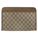 GUCCI GG Supreme Clutch Bag PVC Beige Gold 111 01 037 Auth bs32865-3