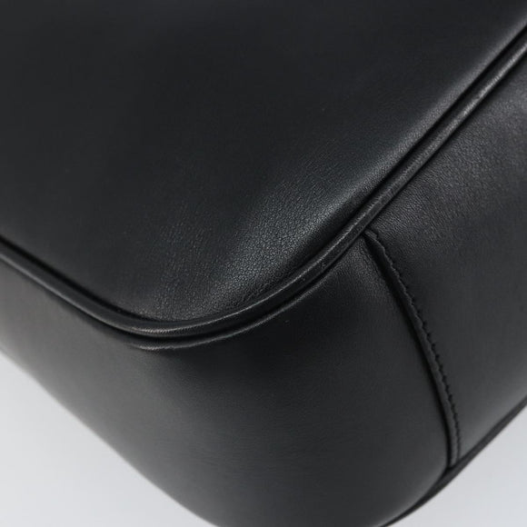 GUCCI Bamboo Hand Bag Leather 2way Black Gold 001 1998 1638 Auth bs32867