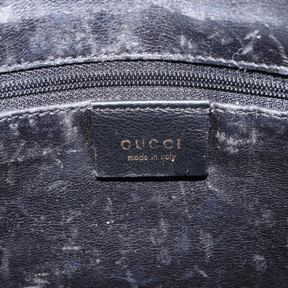 GUCCI Bamboo Hand Bag Leather 2way Black Gold 001 1998 1638 Auth bs32867