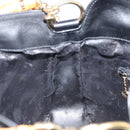 GUCCI Bamboo Hand Bag Leather 2way Black Gold 001 1998 1638 Auth bs32867-19