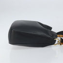 GUCCI Bamboo Hand Bag Leather 2way Black Gold 001 1998 1638 Auth bs32867-4