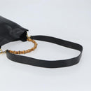 GUCCI Bamboo Hand Bag Leather 2way Black Gold 001 1998 1638 Auth bs32867-9