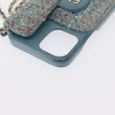 CHANEL iPhone Case Tweed Light Blue CC Auth bs32870-10