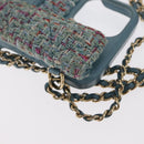 CHANEL iPhone Case Tweed Light Blue CC Auth bs32870-13