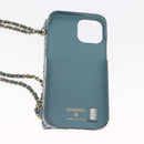 CHANEL iPhone Case Tweed Light Blue CC Auth bs32870-14