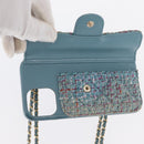 CHANEL iPhone Case Tweed Light Blue CC Auth bs32870-18