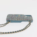 CHANEL iPhone Case Tweed Light Blue CC Auth bs32870-6