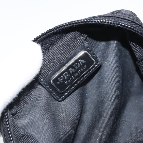 PRADA Pouch Nylon Black Silver Auth bs32875