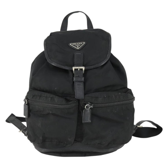 PRADA Backpack Nylon Black Silver Auth bs32876