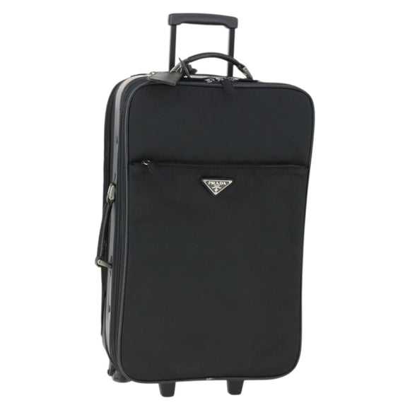 PRADA Draagtas Nylon Zwart Zilver Auth bs32877