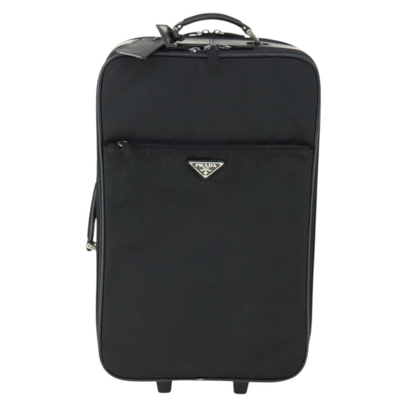 PRADA Draagtas Nylon Zwart Zilver Auth bs32877