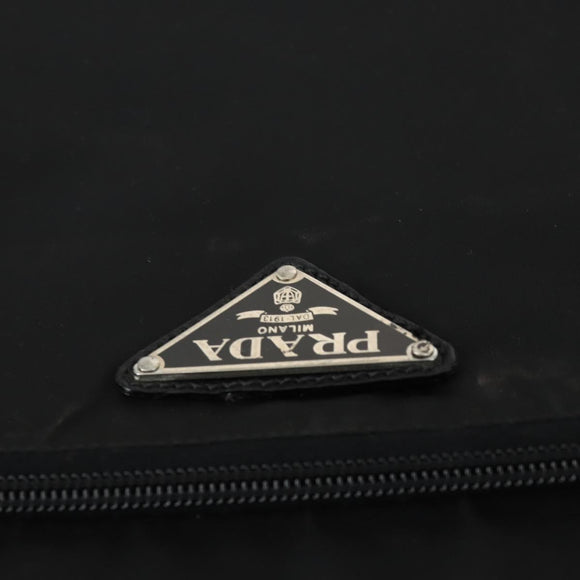 PRADA Draagtas Nylon Zwart Zilver Auth bs32877