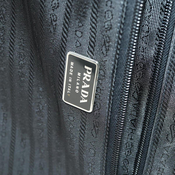 PRADA Draagtas Nylon Zwart Zilver Auth bs32877
