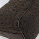 BVLGARI Shoulder Bag Canvas Brown Silver Auth bs32878-13