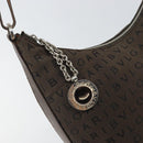 BVLGARI Shoulder Bag Canvas Brown Silver Auth bs32878-14
