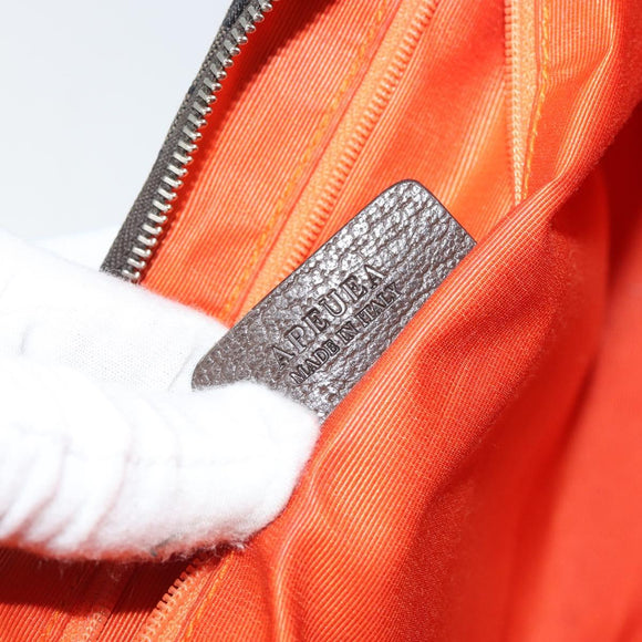 BVLGARI Shoulder Bag Canvas Brown Silver Auth bs32878