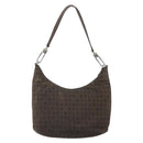 BVLGARI Shoulder Bag Canvas Brown Silver Auth bs32878-3