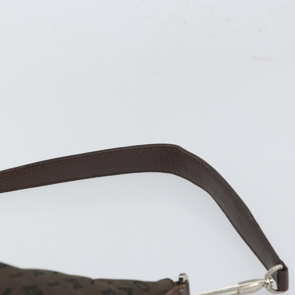 BVLGARI Shoulder Bag Canvas Brown Silver Auth bs32878