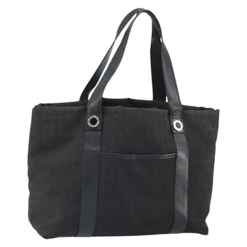 BVLGARI Tote Bag Canvas Black Silver Auth bs32879