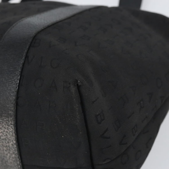 BVLGARI Tote Bag Canvas Black Silver Auth bs32879