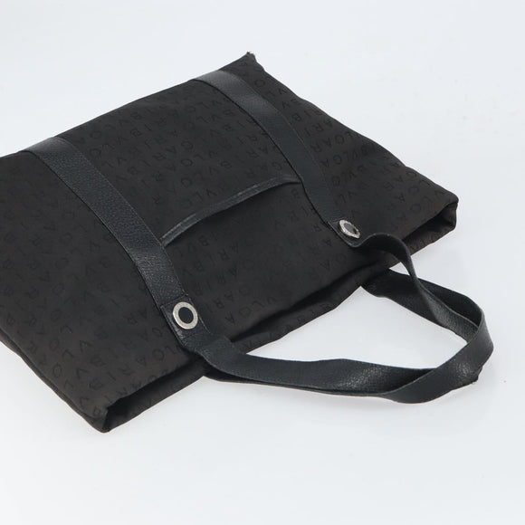 BVLGARI Tote Bag Canvas Black Silver Auth bs32879