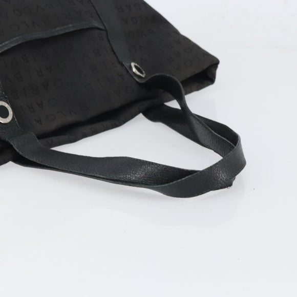 BVLGARI Tote Bag Canvas Black Silver Auth bs32879