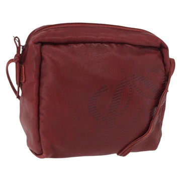 LOEWE Shoulder Bag Leather Red Auth bs32881