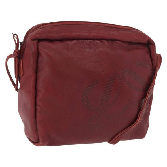 LOEWE Shoulder Bag Leather Red Auth bs32881