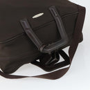 Salvatore Ferragamo Boston Bag Canvas Brown Silver Auth bs32884-7