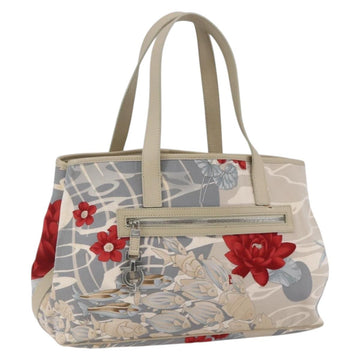 Salvatore Ferragamo Tote Bag Canvas Beige Silver Auth bs32885