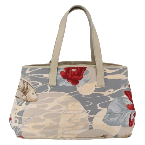 Salvatore Ferragamo Tote Bag Canvas Beige Silver Auth bs32885