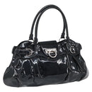 Salvatore Ferragamo Ganchei Hand Bag Patent leather Black Silver Auth bs32886-1