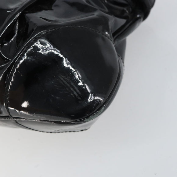 Salvatore Ferragamo Ganchei Hand Bag Patent leather Black Silver Auth bs32886